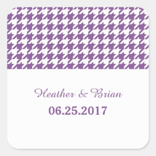 Purple Houndstooth Wedding Stickers