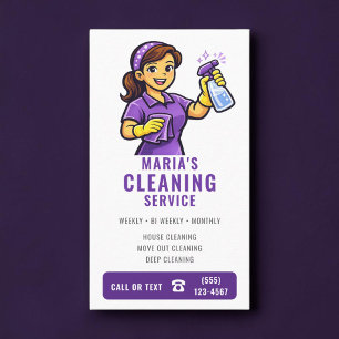 Purple House Cleaning Maid Service Business Card