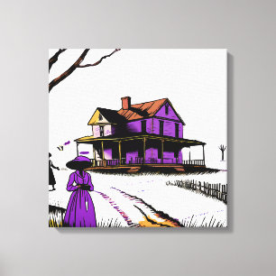 Purple House On The Hill Canvas Print
