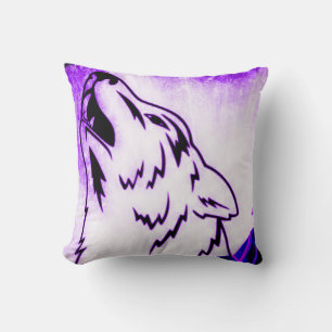 Purple Howling Wolf – Bold Animal Decor Cushion