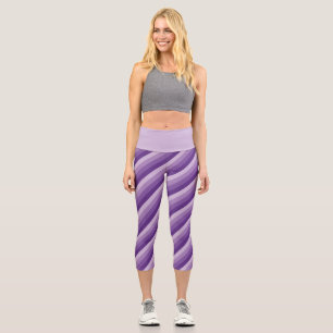 Purple Hues Diagonal Stripes Capri Leggings