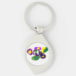 Purple hummingbird and flowers key ring