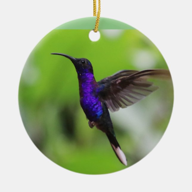 Purple hummingbird Christmas ornament (Front)