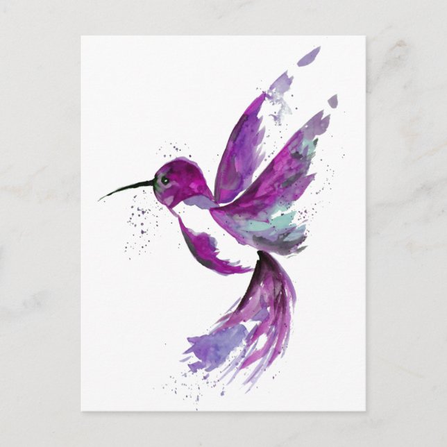 Purple Hummingbird Postcard (Front)