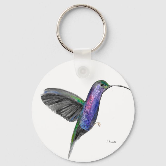 Purple hummingbird watercolor bird wildlife purple key ring (Front)