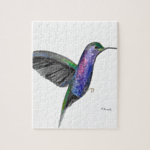 Purple hummingbird watercolour nature animals jigsaw puzzle