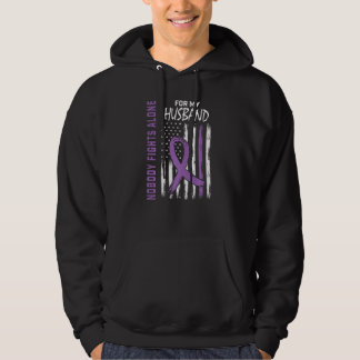 Purple Husband Alzheimers Awareness USA Flag Demen Hoodie