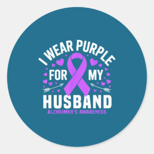 Purple Husband Dementia Alzheimers Awareness Classic Round Sticker