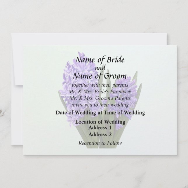 Purple Hyacinth Duo Invitation (Front)
