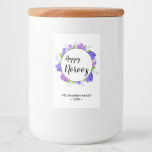 Purple Hyacinth Wreath New Year Happy Norooz Food Label