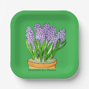 Purple Hyacinths a in Planter Paper Plates