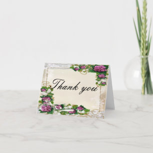 Purple Hydrangea And Lace Thank You Card
