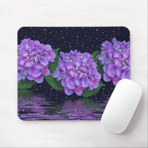 Purple Hydrangea and Raindrops Mouse Mat