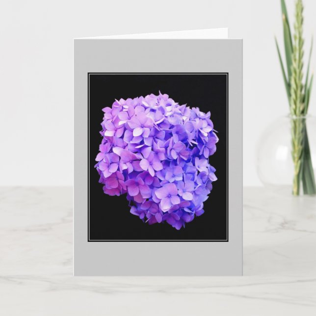 'Purple Hydrangea Bloom' Blank Note Card (Front)