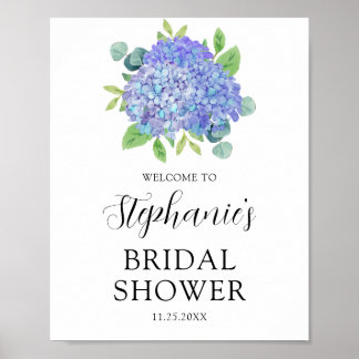 Purple Hydrangea Botanical Bridal Shower Welcome Poster