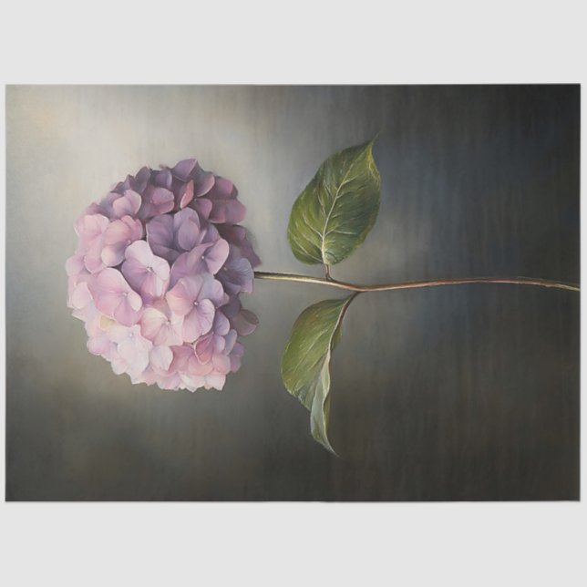Purple Hydrangea Botanical Painting Decoupage Tissue Paper (Front)