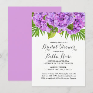 Purple hydrangea bridal shower invitation