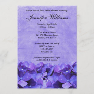 Purple Hydrangea Bridal Shower Invitation