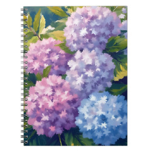 Purple Hydrangea Bush   Floral Watercolor Painting Notebook