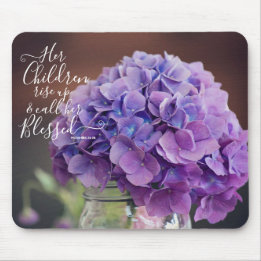 Purple Hydrangea Christian Mothers Day Verse Mouse Mat