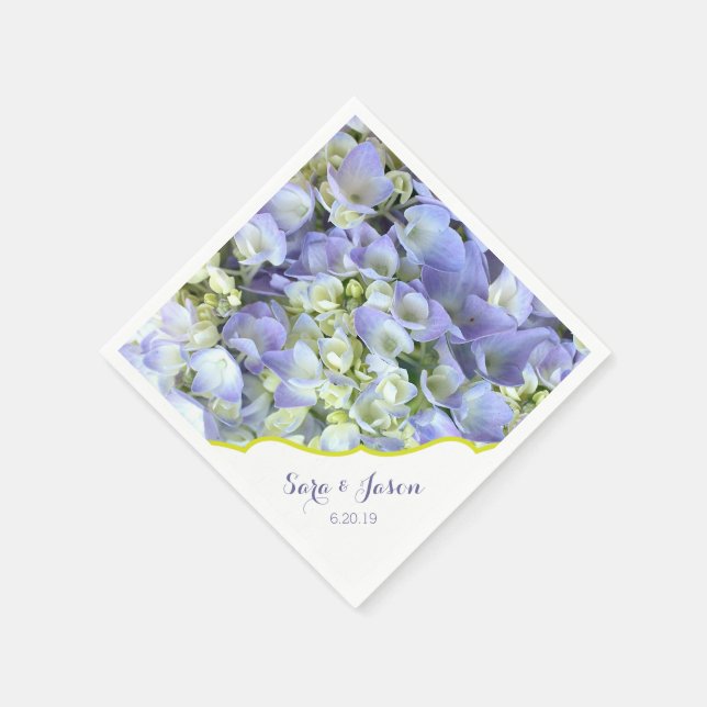 Purple Hydrangea Customisable Wedding Napkin (Corner)