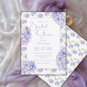 Purple Hydrangea Floral Bridal Shower Invitation