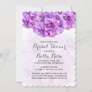 Purple Hydrangea Floral Bridal Shower Invitations
