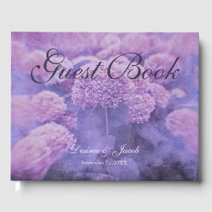 Purple Hydrangea Floral Country Rustic Wedding Guest Book