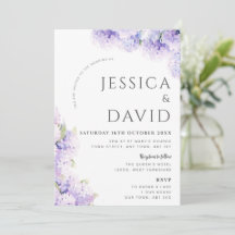 Purple Hydrangea Floral Modern Wedding Invitation