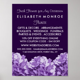 Purple Hydrangea, Floristry Advertising Poster