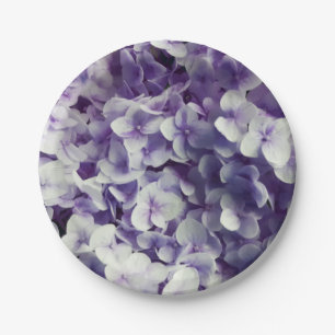 Purple Hydrangea flower background Paper Plate