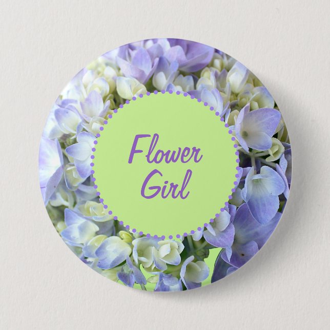 Purple Hydrangea Flower Girl 7.5 Cm Round Badge (Front)