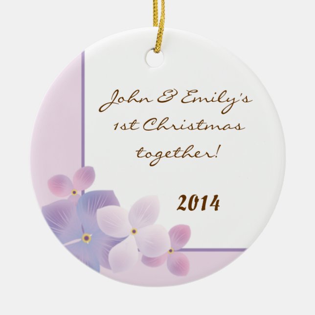 Purple Hydrangea Flower Personalised Name Ornament (Front)