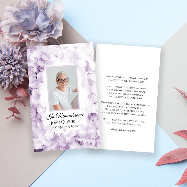 Purple Hydrangea Flower Watercolor Funeral Prayer Business Card (Creator Uploaded)