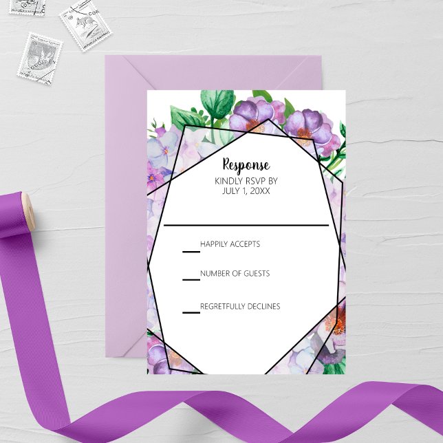 Purple Hydrangea Flower Wedding RSVP Card (Creator Uploaded)
