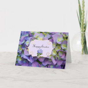 Purple Hydrangea flowers Easter Card
