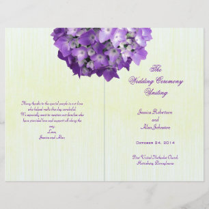 Purple Hydrangea Folded Wedding Program Template