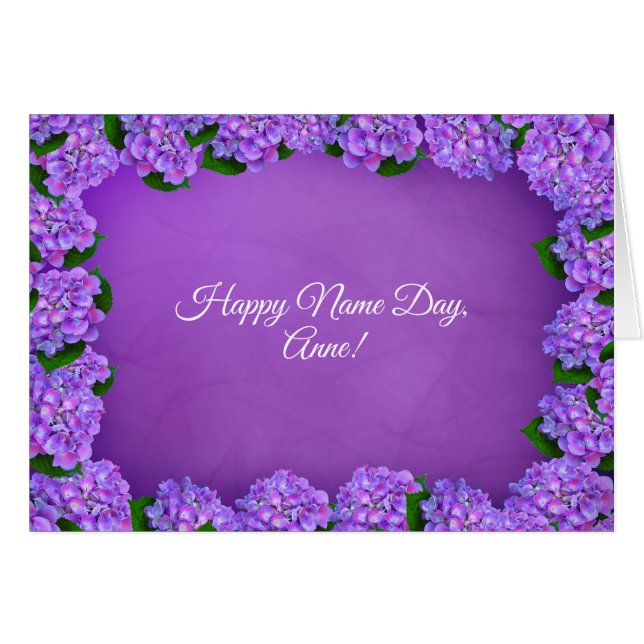 Purple hydrangea frame for Name Day (Front Horizontal)