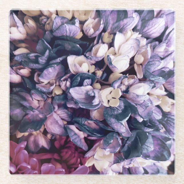 Purple Hydrangea Glass Coaster (Front)