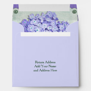 Purple Hydrangea Green Paper Ribbon Square Cutouts Envelopes