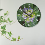 Purple Hydrangea Green Yellow Round Clock<br><div class="desc">Photo of a purple hydrangea in it's early blooming stages when the mophead or flower has a greenish yellow colour and then turns purple as it matures.</div>