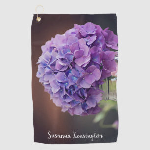 Purple Hydrangea in Mason Jar Nature Photograph Golf Towel