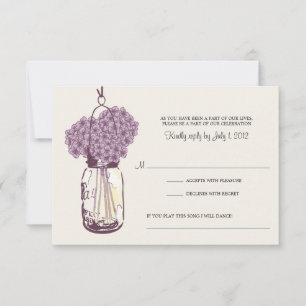 Purple Hydrangea & Mason Jar Wedding RSVP