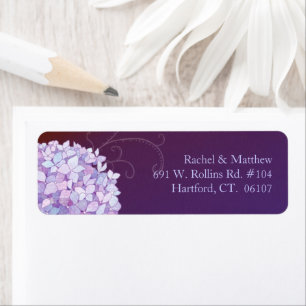 Purple Hydrangea Plum Wedding Return Address Label
