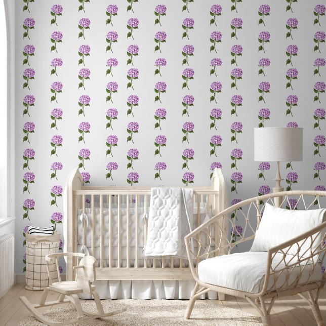 Purple hydrangea preppy grandmillenial wallpaper (Kids)