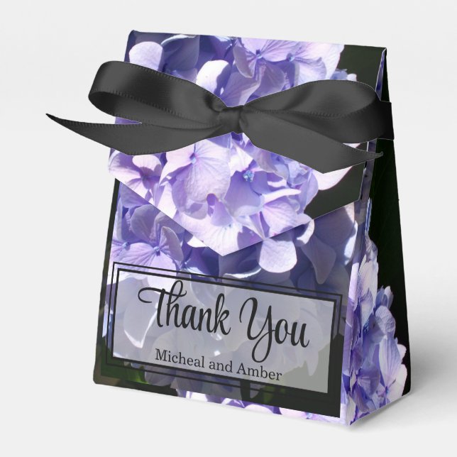 Purple hydrangea purple flower purple floral favour box (Front Side)
