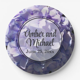 Purple hydrangea purple flower purple floral paper plate