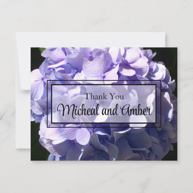 Purple hydrangea purple flower purple floral thank you card (Front)