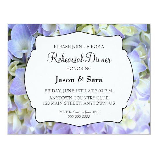 Purple Hydrangea Rehearsal Dinner Card