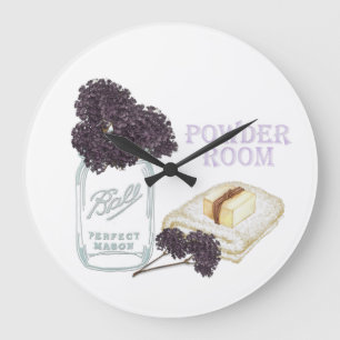 Purple Hydrangea Round Bathroom Wall Clock